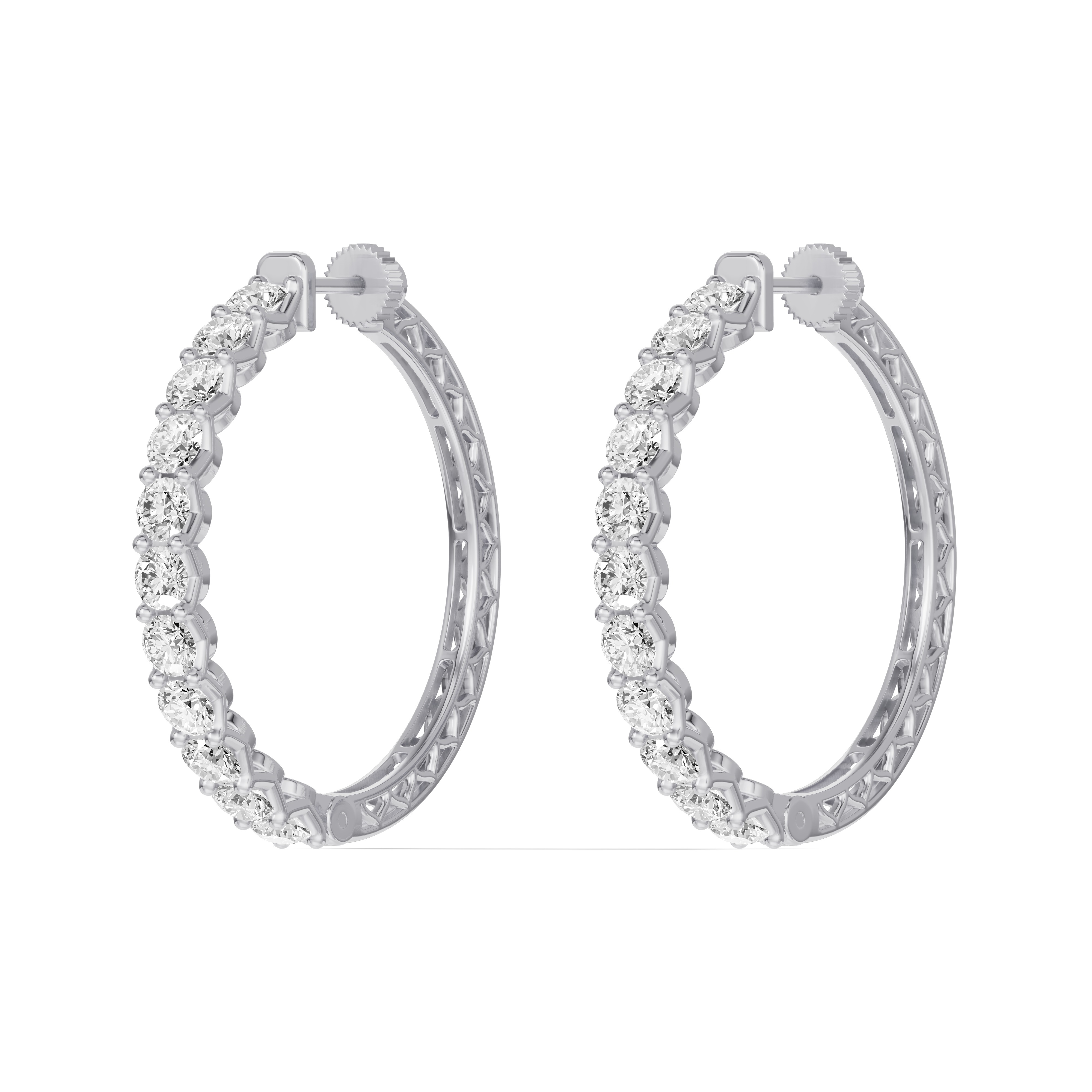 14K White Gold Unity Prong Hoop Earrings (5 ct. tw.)