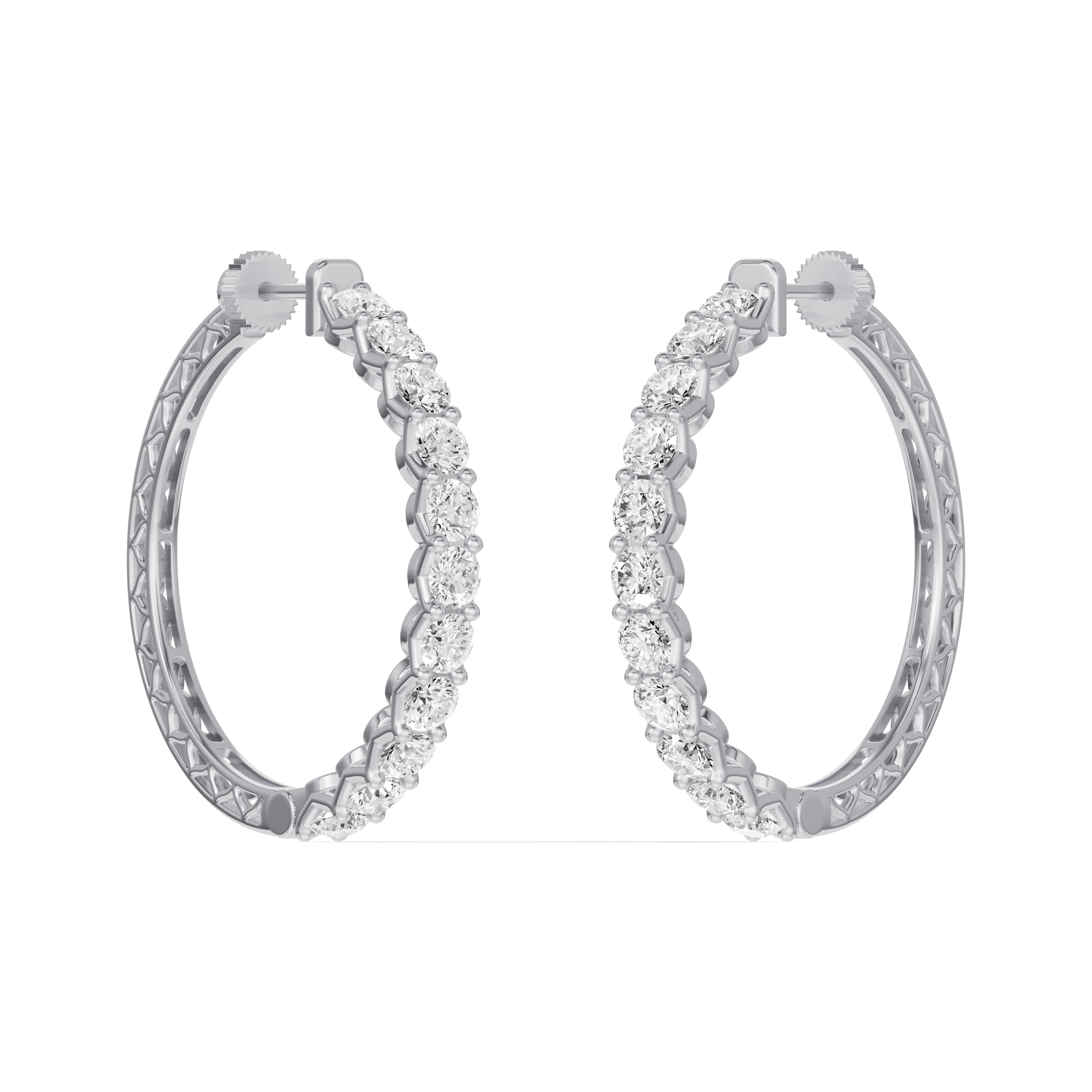 14K White Gold Unity Prong Hoop Earrings (5 ct. tw.)