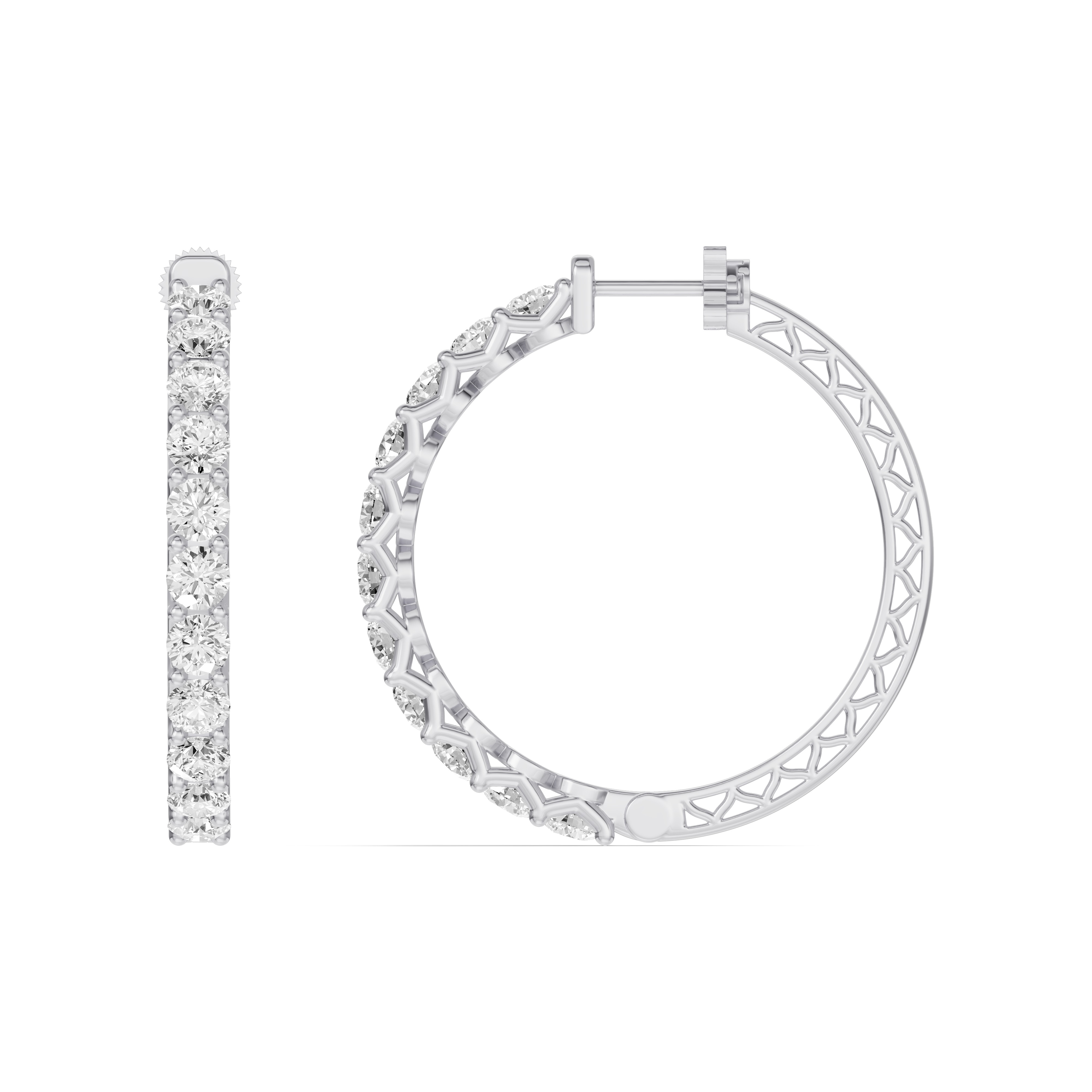 14K White Gold Unity Prong Hoop Earrings (5 ct. tw.)