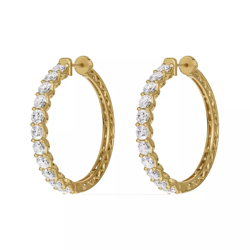 14K Yellow Gold Unity Prong Hoop Lab Earrings (5 ct. tw.)