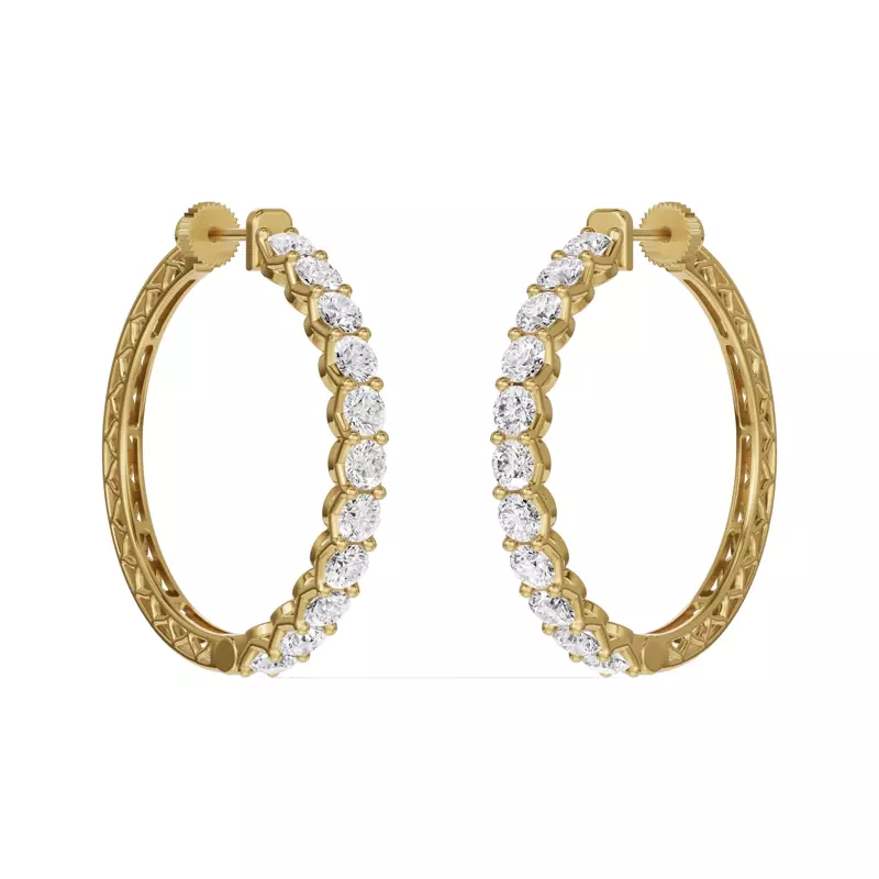 14K Yellow Gold Unity Prong Hoop Lab Earrings (5 ct. tw.)