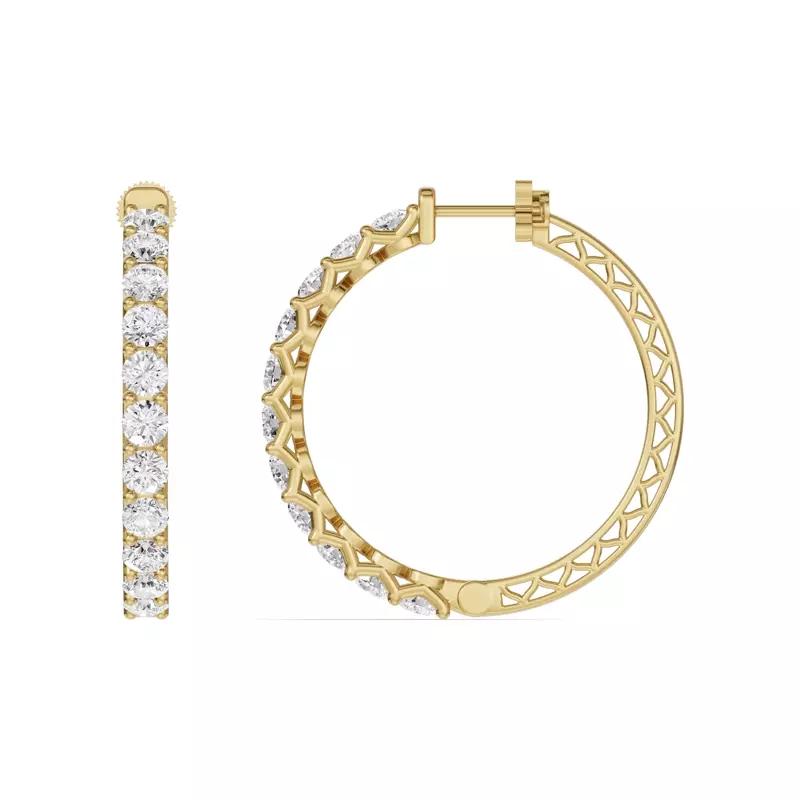 14K Yellow Gold Unity Prong Hoop Lab Earrings (5 ct. tw.)