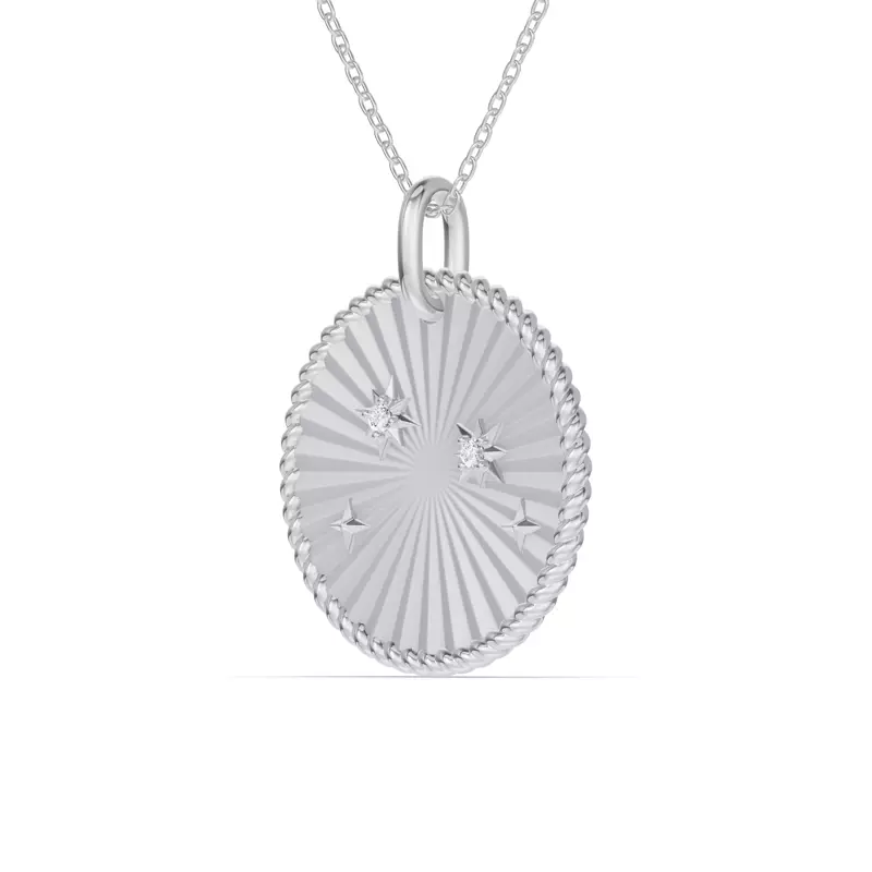 14K White Gold Aries Celestial Zodiac Medallion Pendant