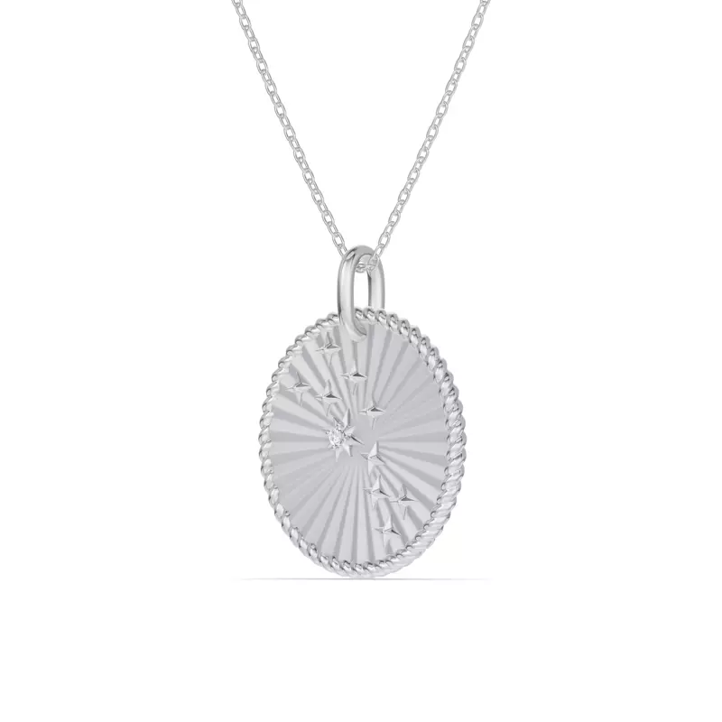 14K White Gold Taurus Celestial Zodiac Medallion Pendant
