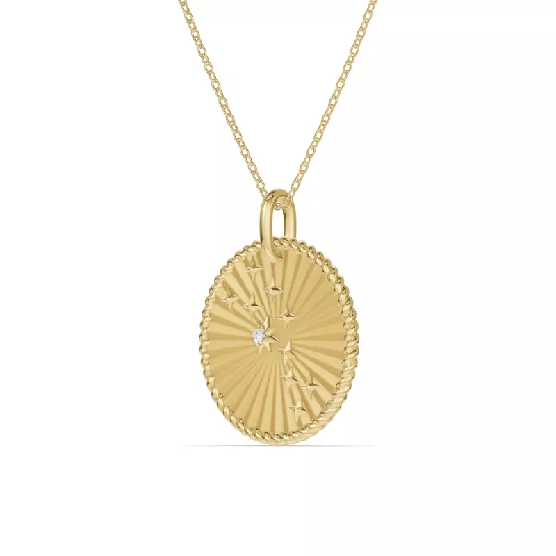 14K Yellow Gold Taurus Celestial Zodiac Medallion Pendant