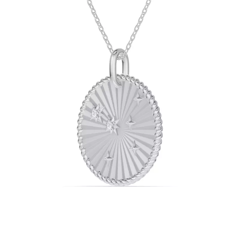 14K White Gold Cancer Celestial Zodiac Medallion Pendant