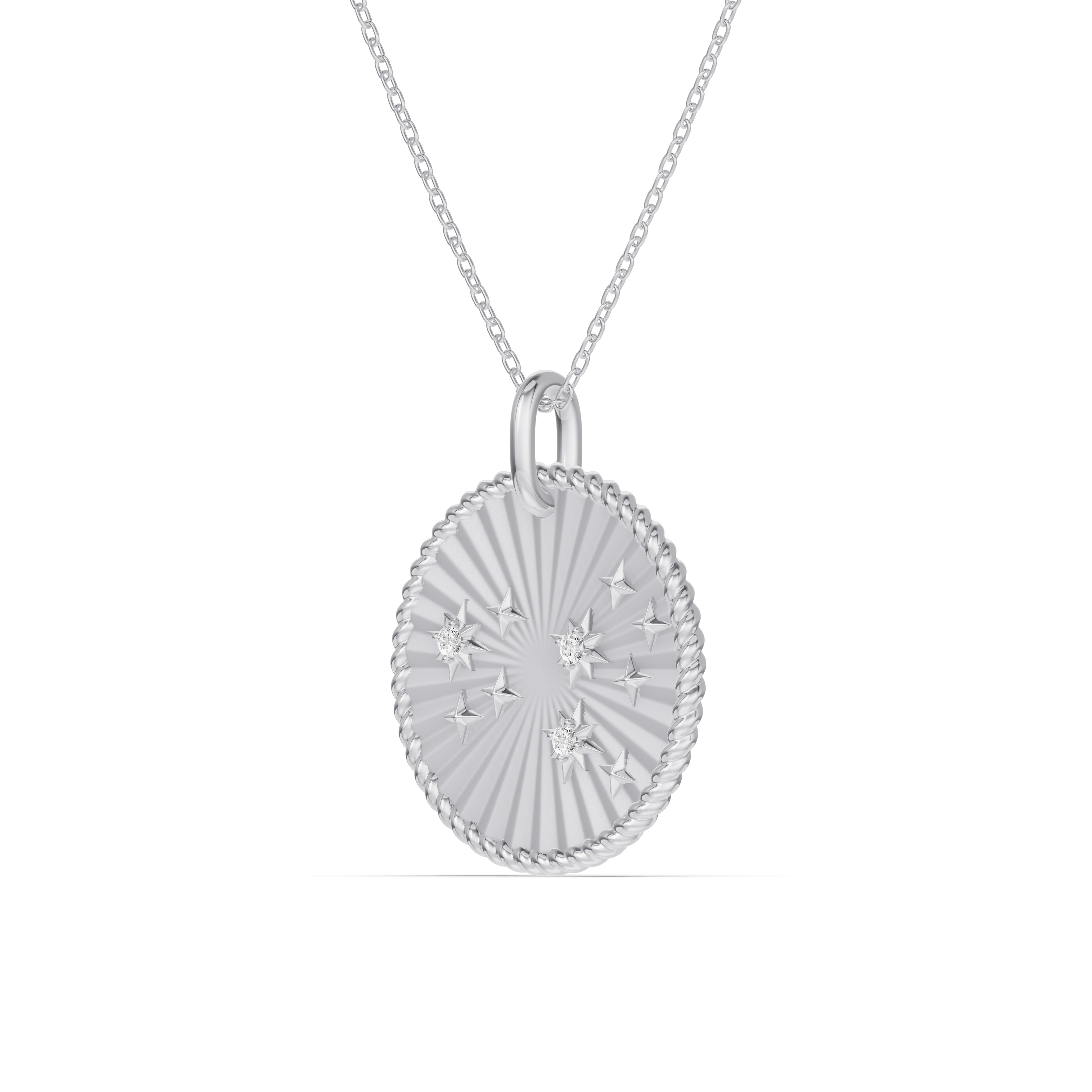 14K White Gold Leo Celestial Zodiac Medallion Pendant