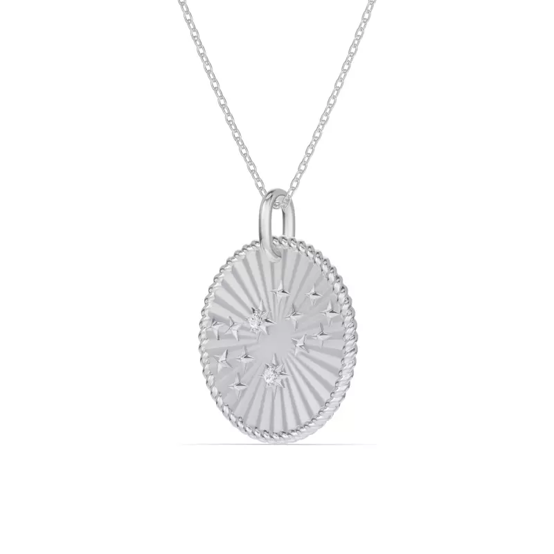 14K White Gold Virgo Celestial Zodiac Medallion Pendant