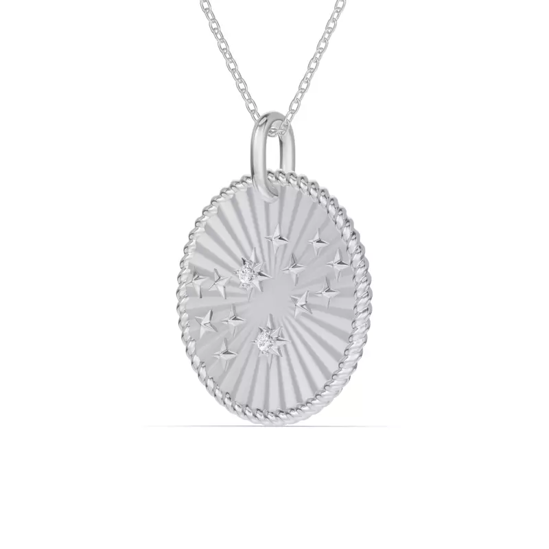 14K White Gold Virgo Celestial Zodiac Medallion Pendant