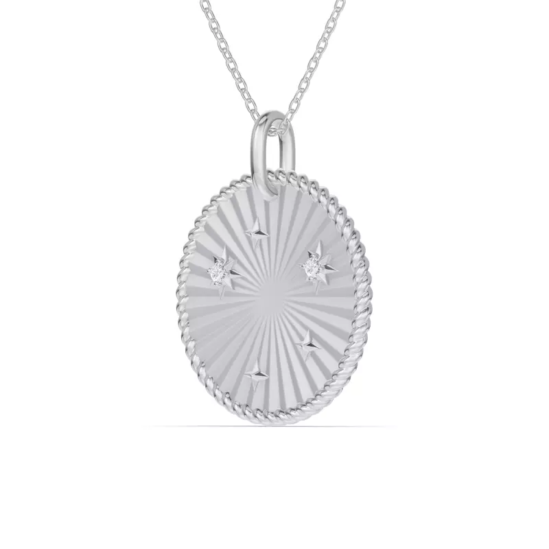 14K White Gold Libra Celestial Zodiac Medallion Pendant