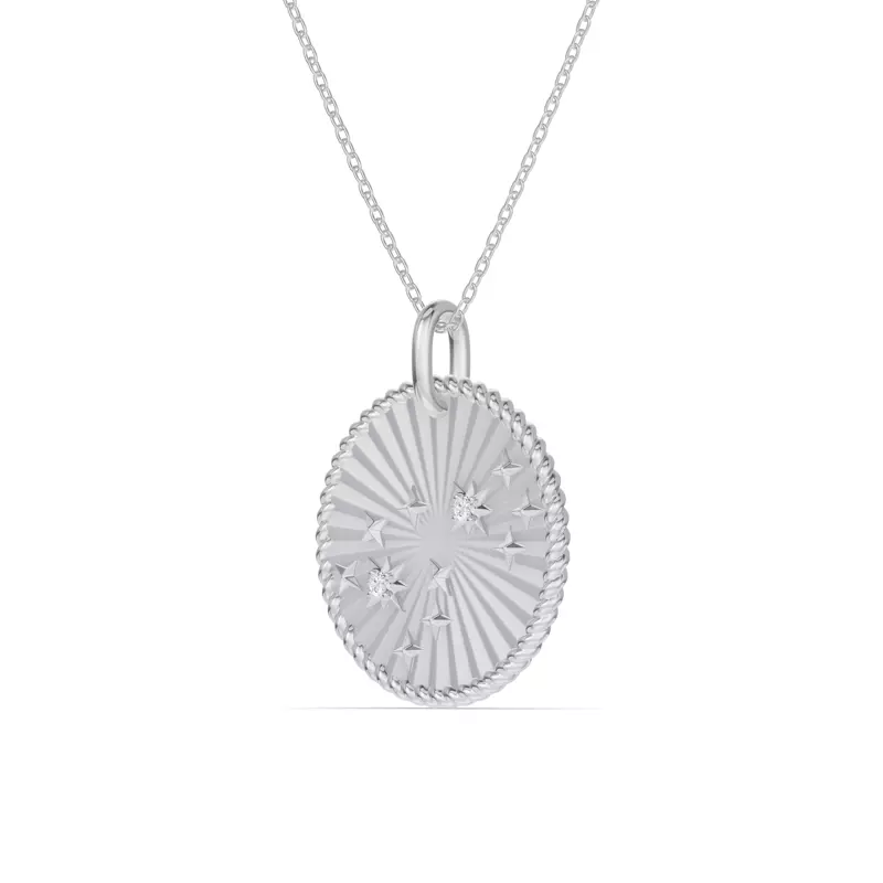 14K White Gold Scorpio Celestial Zodiac Medallion Pendant