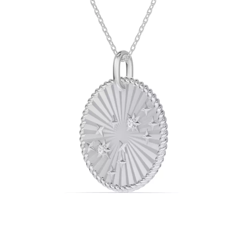 14K White Gold Scorpio Celestial Zodiac Medallion Pendant