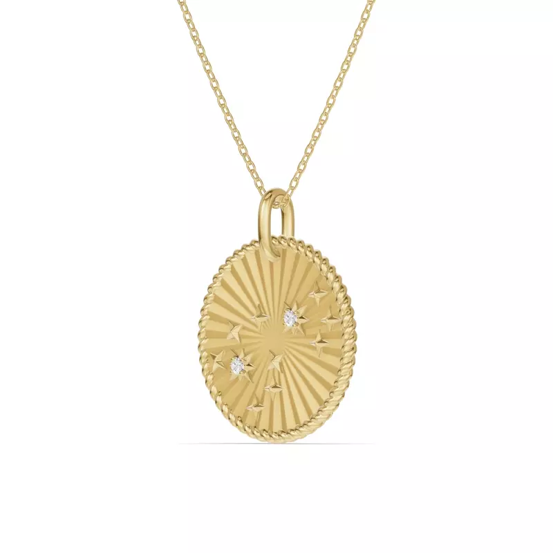 14K Yellow Gold Scorpio Celestial Zodiac Medallion Pendant