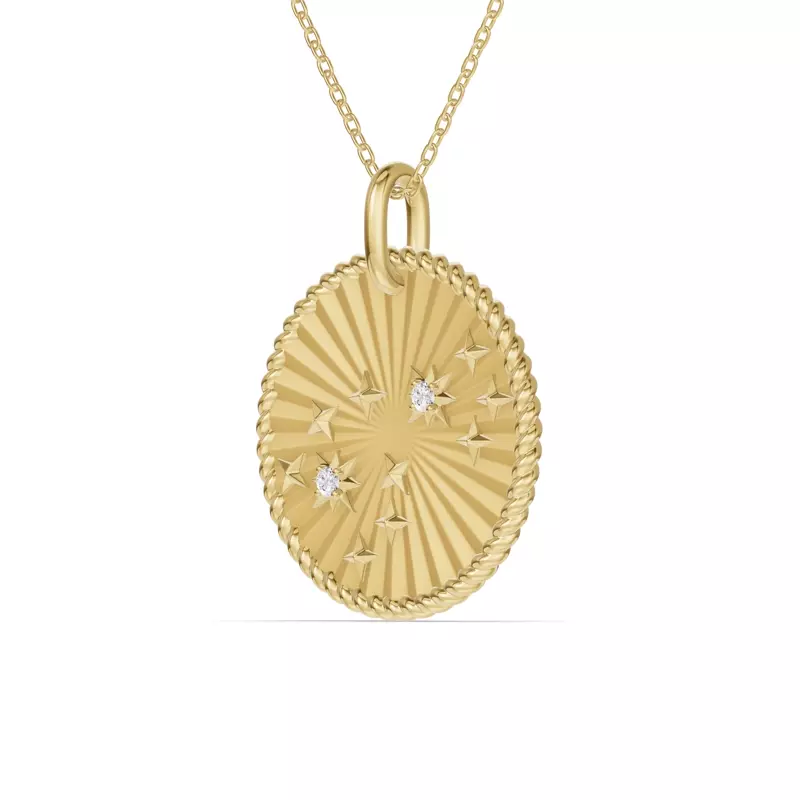 14K Yellow Gold Scorpio Celestial Zodiac Medallion Pendant