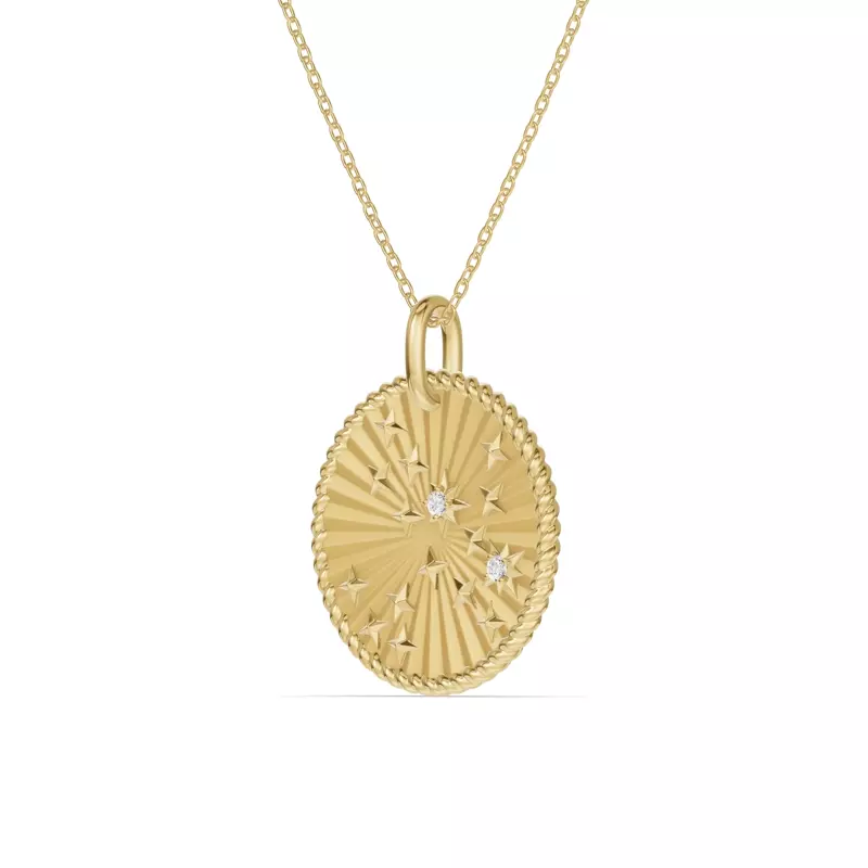 14K Yellow Gold Sagittarius Celestial Zodiac Medallion Pendant