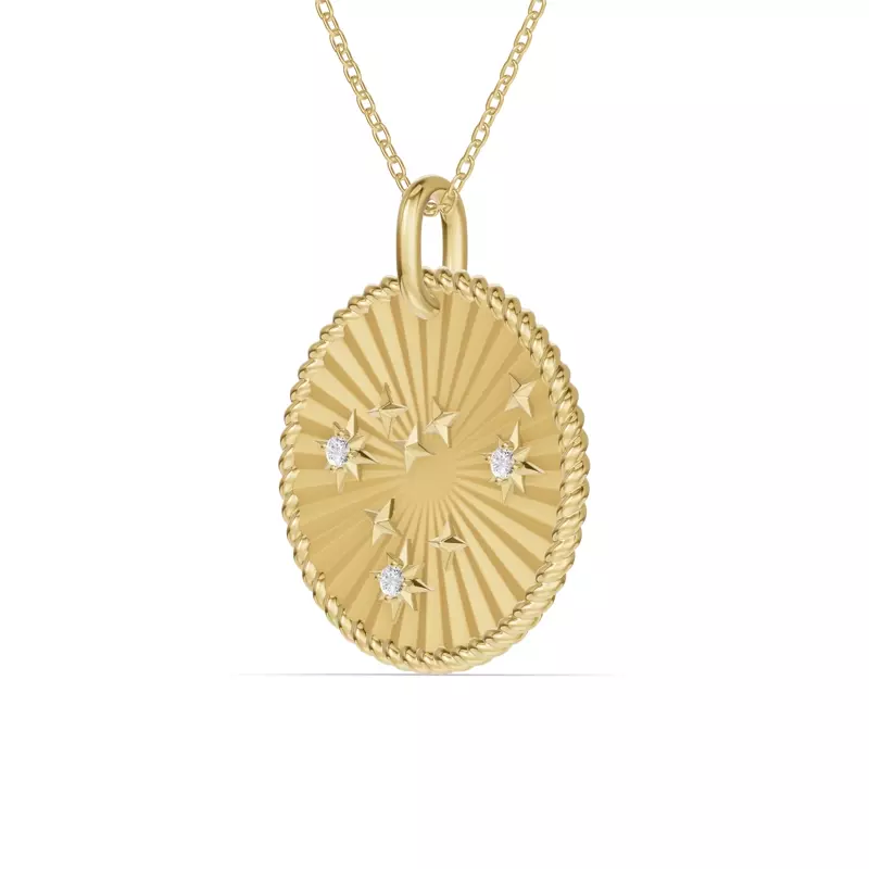 14K Yellow Gold Capricorn Celestial Zodiac Medallion Pendant