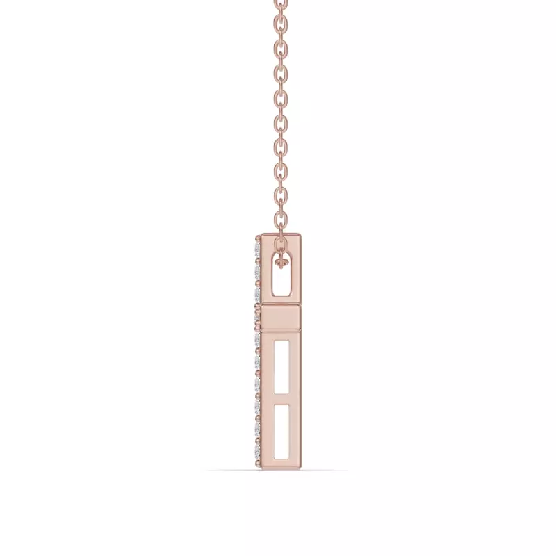 14K Rose Gold Radiance Pavé Cross Lab Pendant