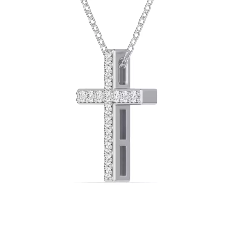 14K White Gold Radiance Pavé Cross Pendant