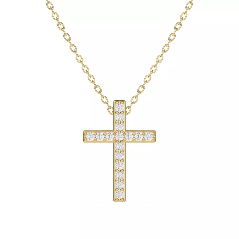 18K Yellow Gold Radiance Pavé Cross Pendant