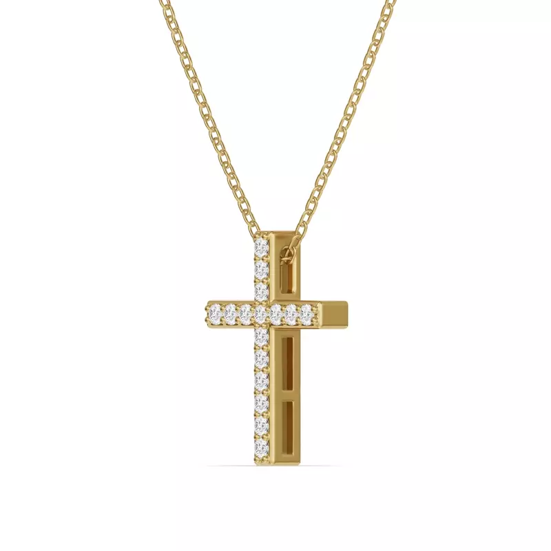 18K Yellow Gold Radiance Pavé Cross Pendant