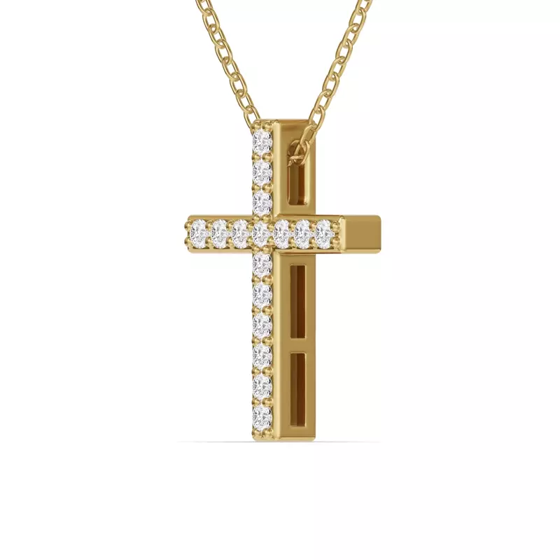 18K Yellow Gold Radiance Pavé Cross Pendant