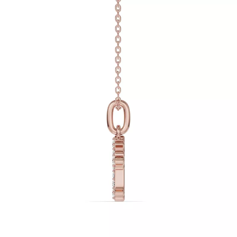 14K Rose Gold Grace Pavé Cross Lab Pendant