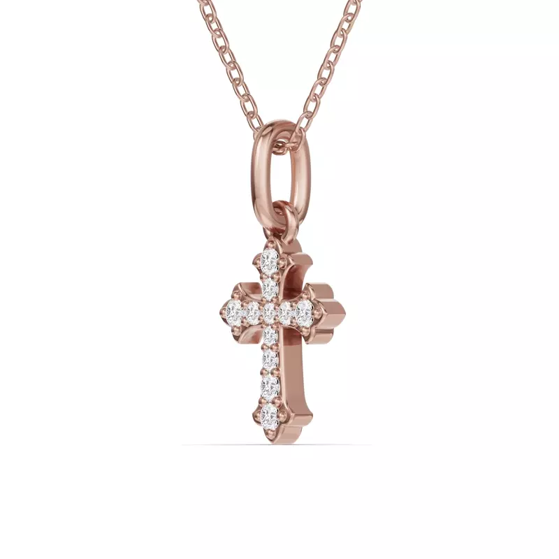 14K Rose Gold Grace Pavé Cross Lab Pendant