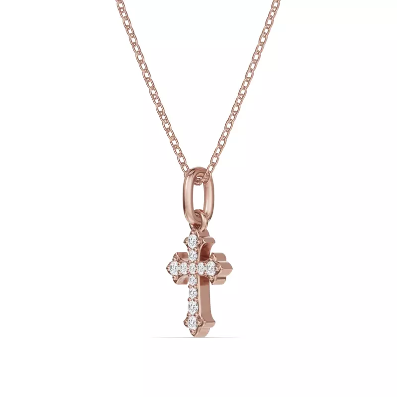 14K Rose Gold Grace Pavé Cross Pendant