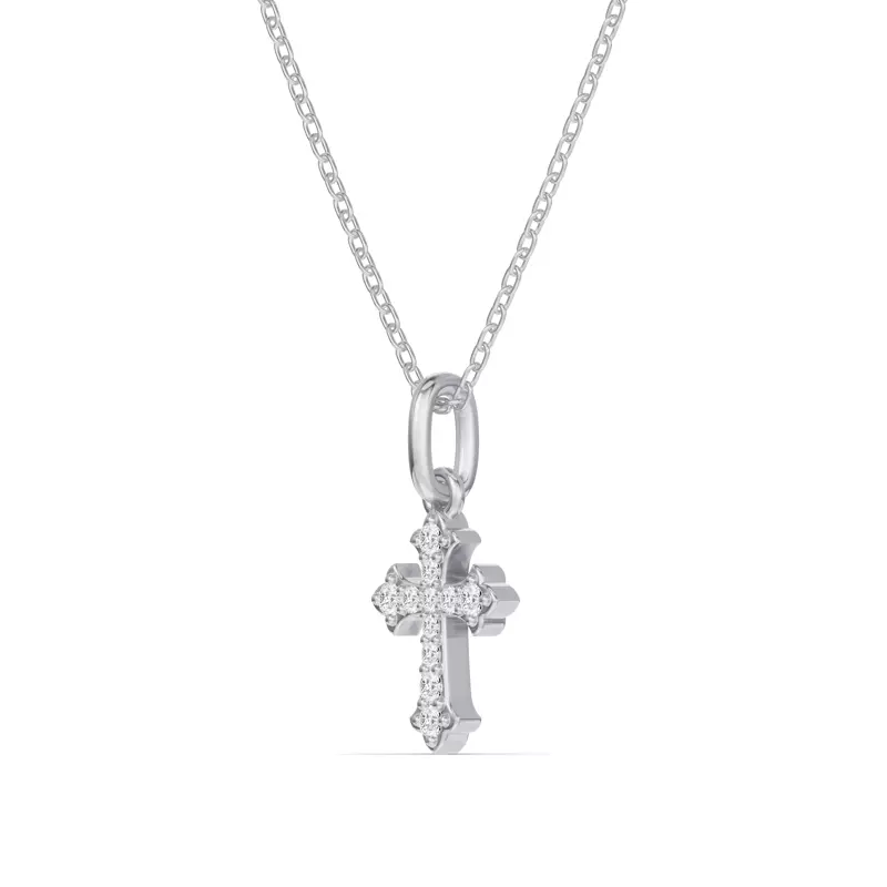 14K White Gold Grace Pavé Cross Pendant