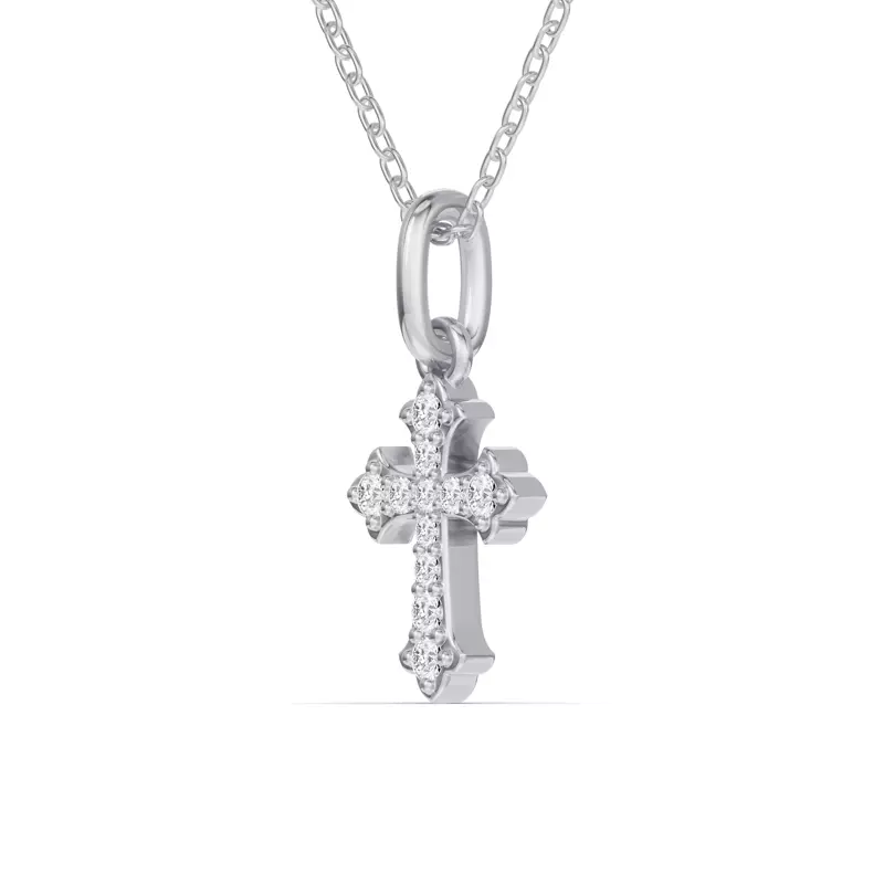 14K White Gold Grace Pavé Cross Pendant