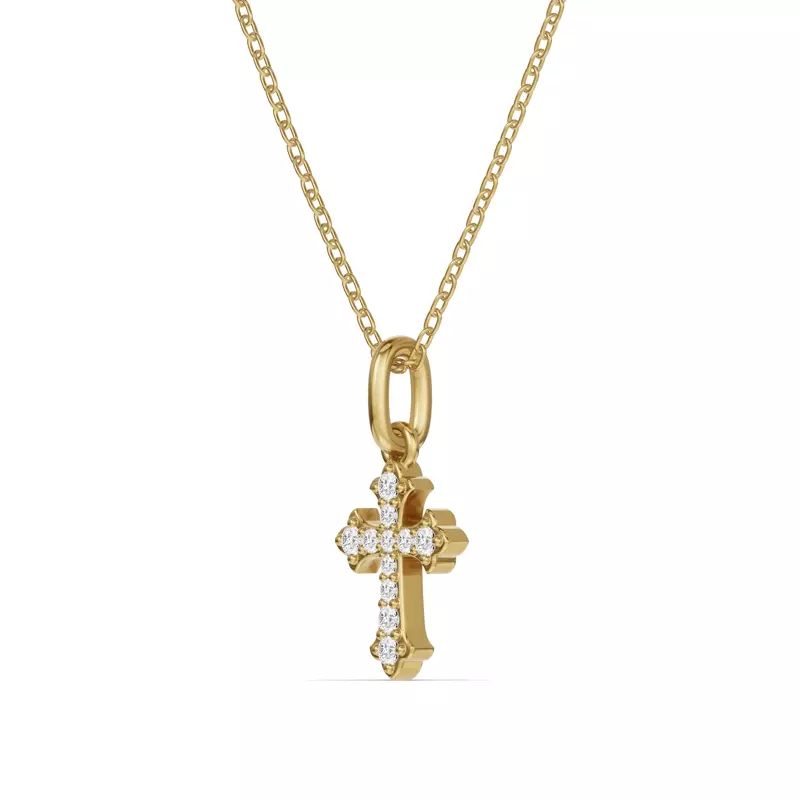 14K Yellow Gold Grace Pavé Cross Pendant
