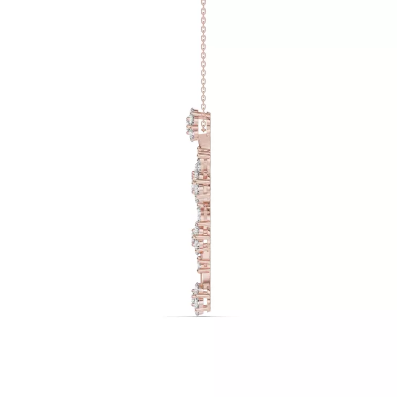 14K Rose Gold Vine Bloom Cross Lab Diamond Pendant