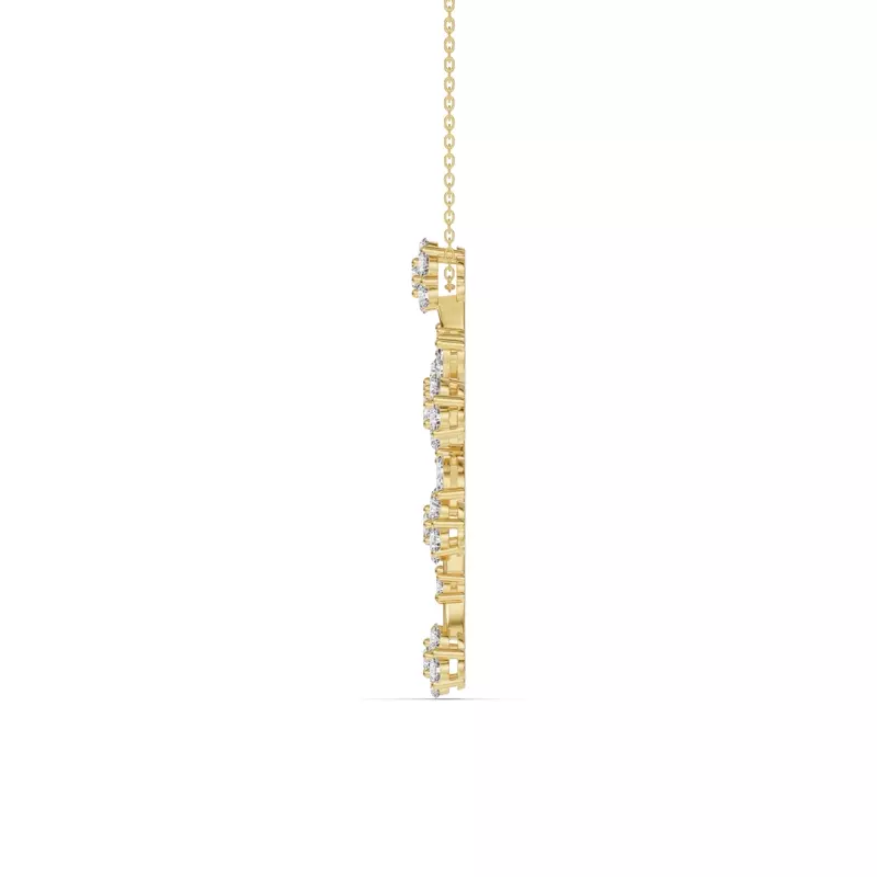 14K Yellow Gold Vine Bloom Cross Diamond Pendant