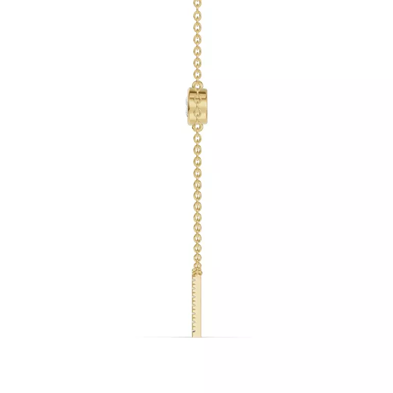 14K Yellow Gold Bezel Diamond Pavé Initial Necklace - A