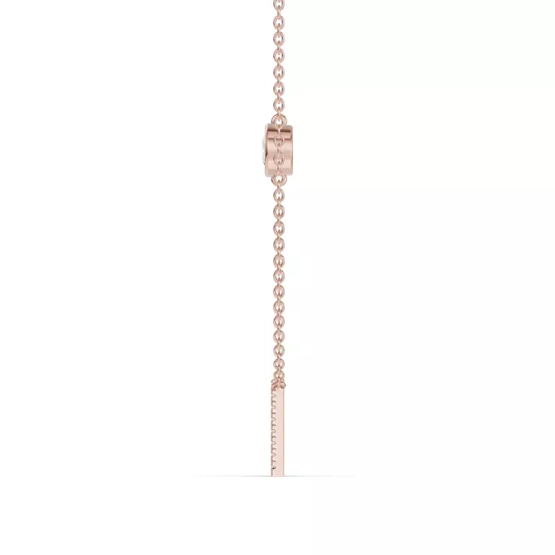 18K Rose Gold Bezel Diamond Pavé Initial Necklace - A