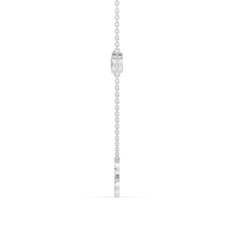 14K White Gold Bezel Lab Diamond Pavé Initial Necklace - B