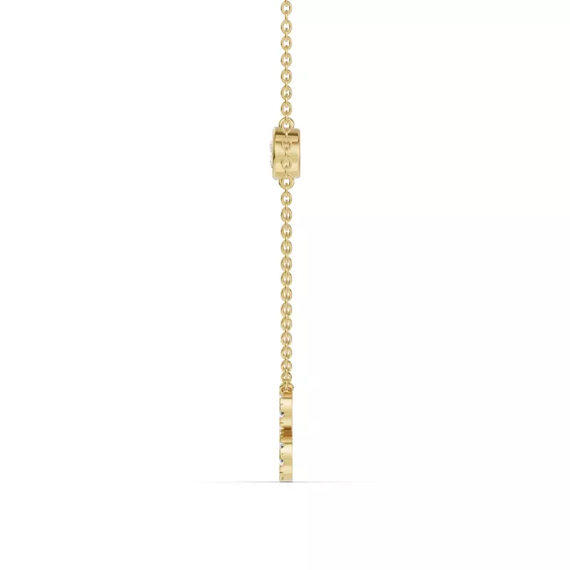 14K Yellow Gold Bezel Diamond Pavé Initial Necklace - B