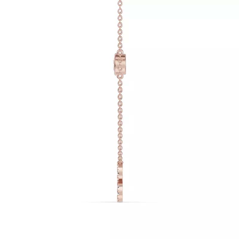 18K Rose Gold Bezel Diamond Pavé Initial Necklace - B