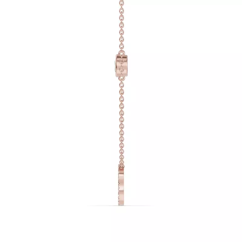 14K Rose Gold Bezel Diamond Pavé Initial Necklace - C