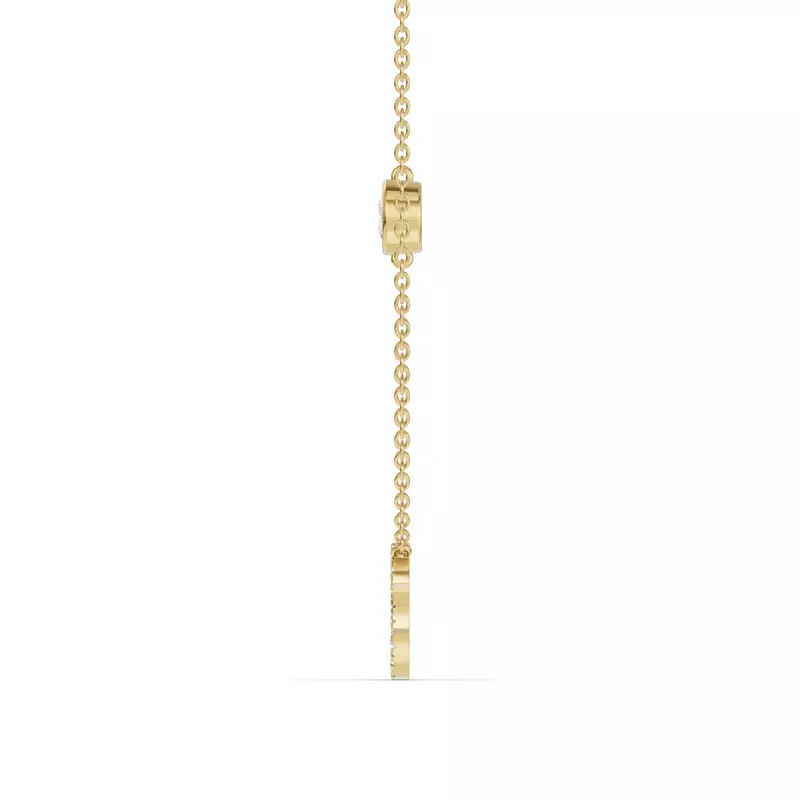 18K Yellow Gold Bezel Diamond Pavé Initial Necklace - C