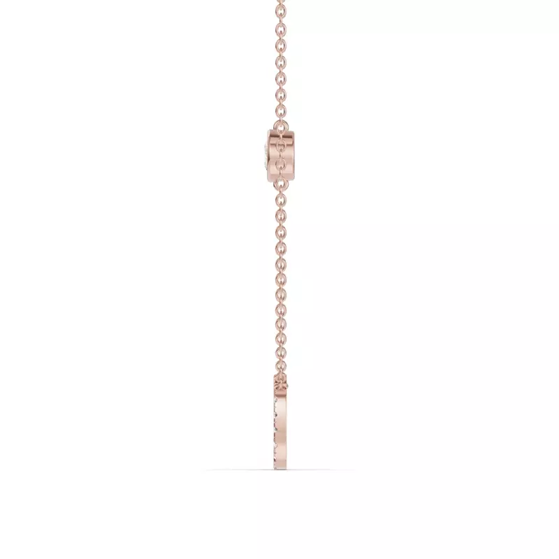 14K Rose Gold Bezel Lab Diamond Pavé Initial Necklace - D