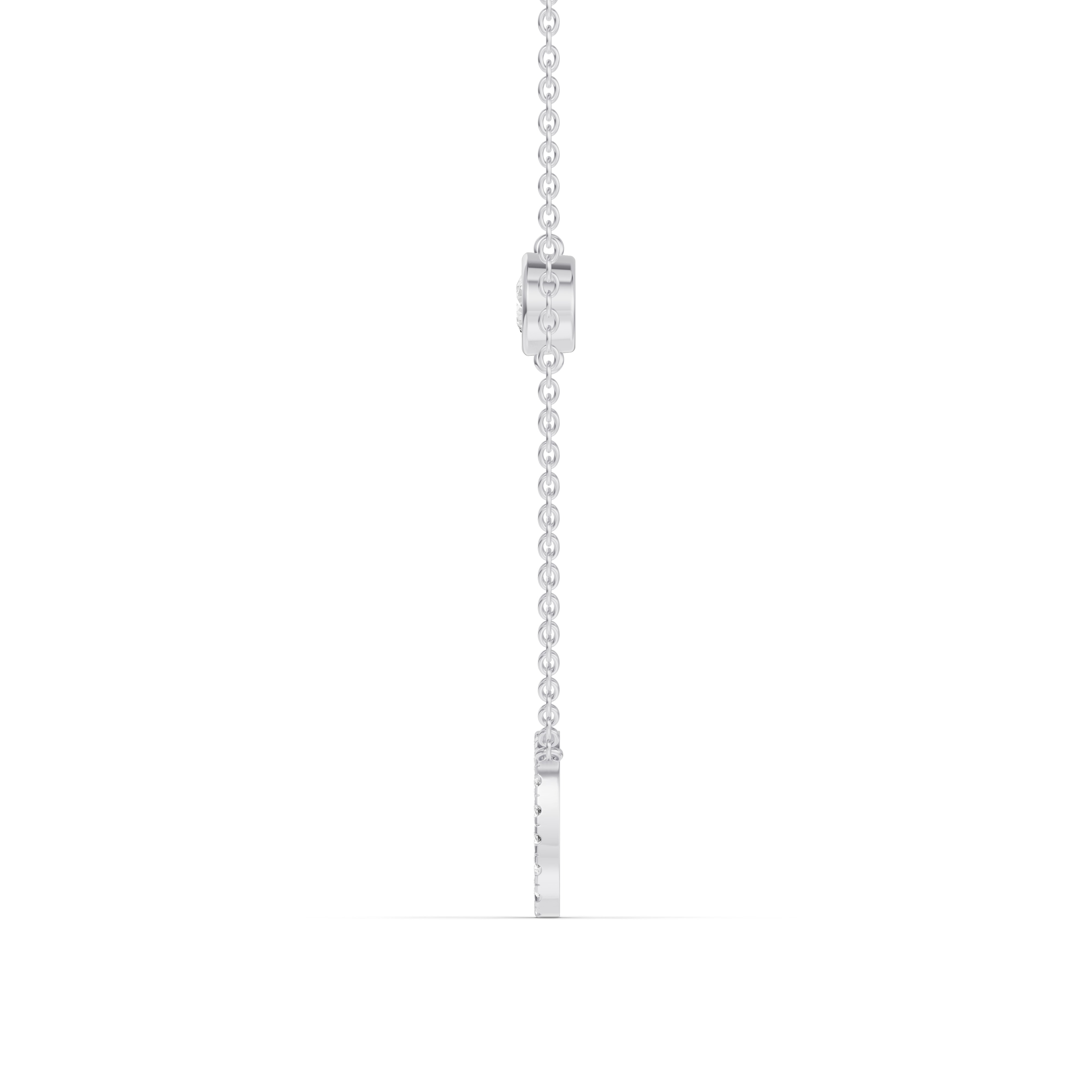 14K White Gold Bezel Lab Diamond Pavé Initial Necklace - D