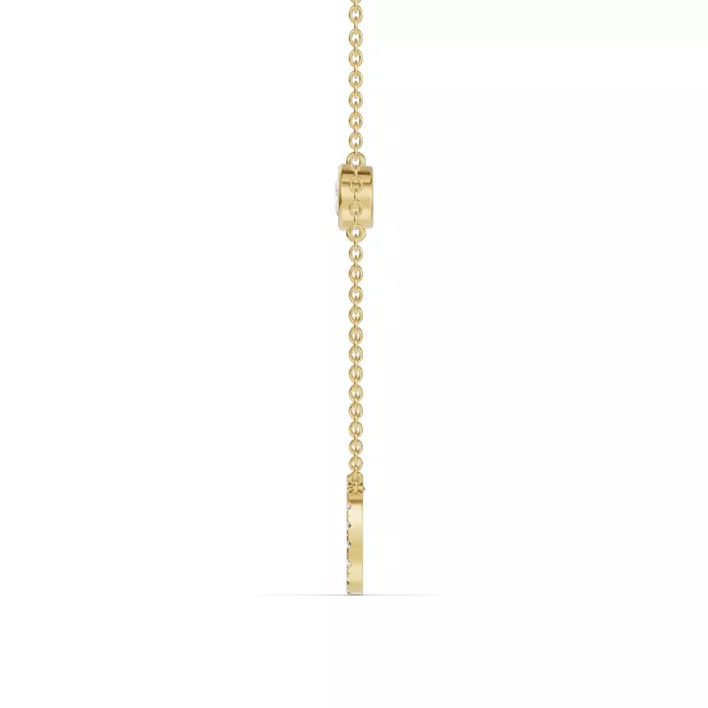 14K Yellow Gold Bezel Lab Diamond Pavé Initial Necklace - D