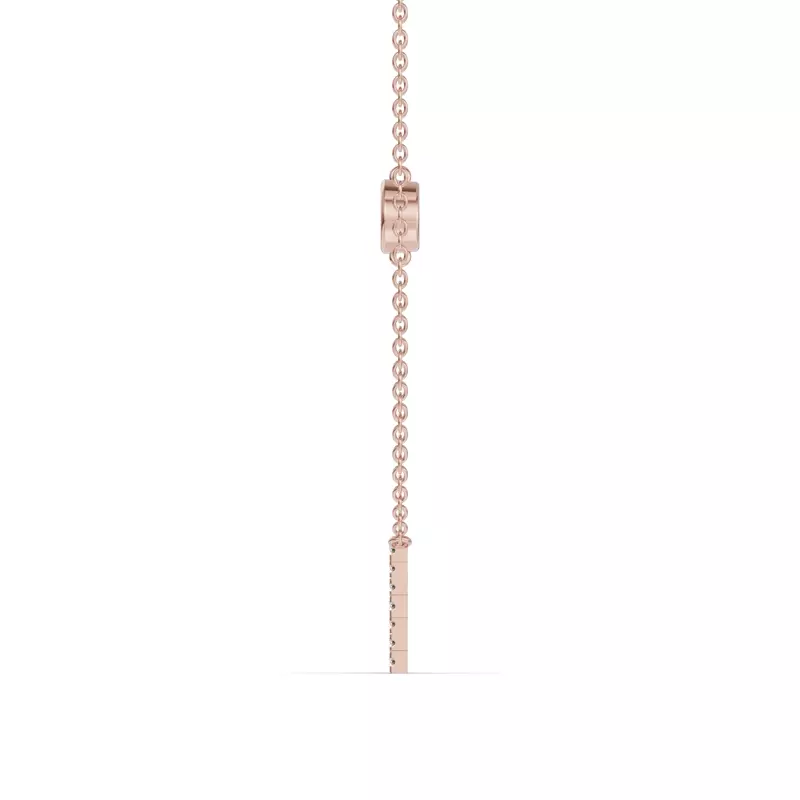 14K Rose Gold Bezel Lab Diamond Pavé Initial Necklace - E