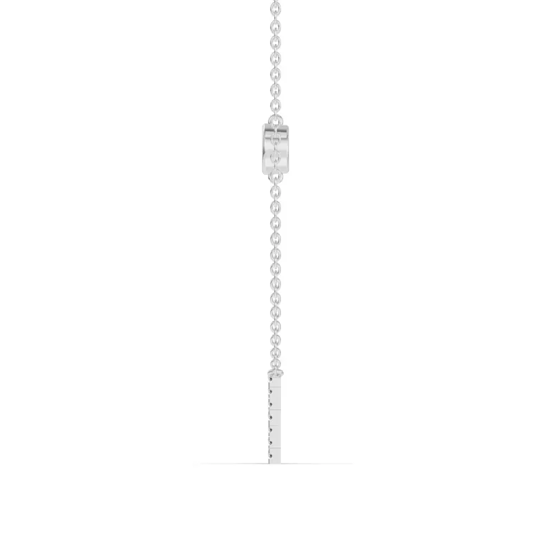 14K White Gold Bezel Lab Diamond Pavé Initial Necklace - E