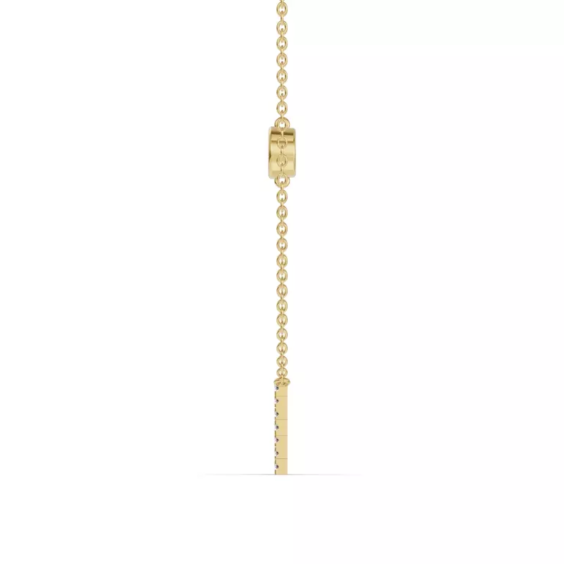 14K Yellow Gold Bezel Lab Diamond Pavé Initial Necklace - E