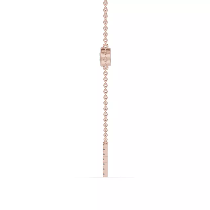 14K Rose Gold Bezel Lab Diamond Pavé Initial Necklace - F