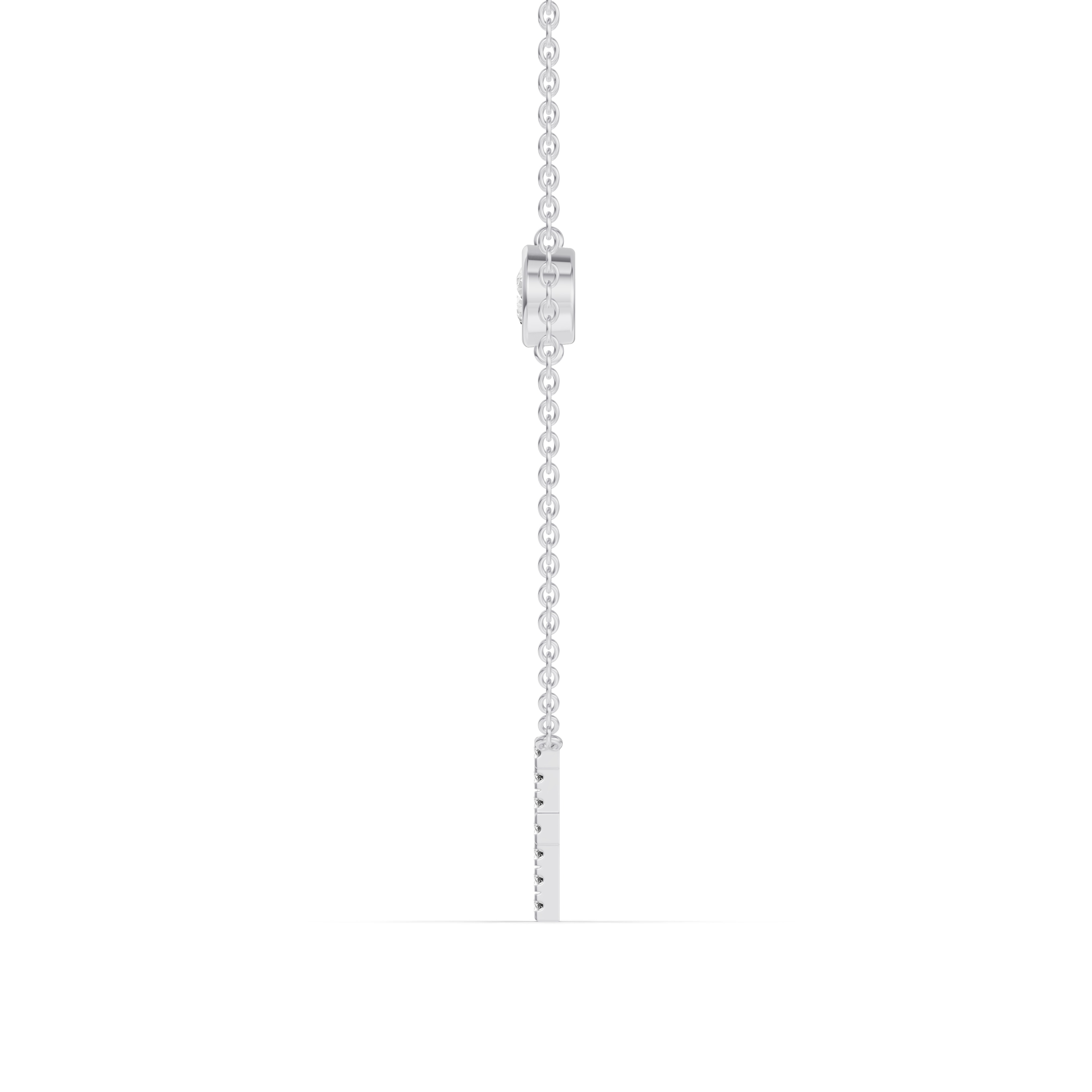 14K White Gold Bezel Lab Diamond Pavé Initial Necklace - F