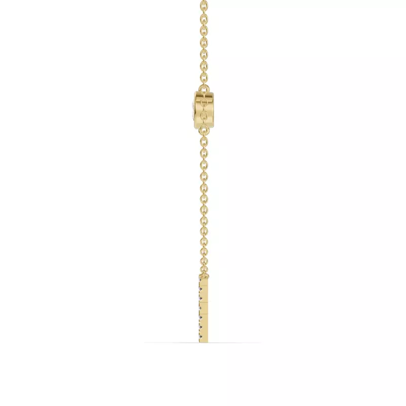 14K Yellow Gold Bezel Lab Diamond Pavé Initial Necklace - F