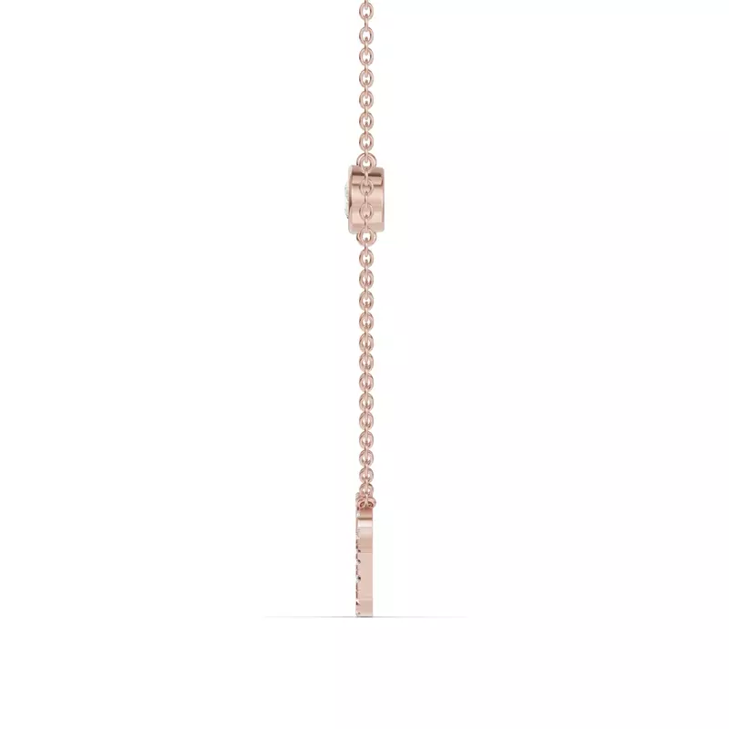 14K Rose Gold Bezel Lab Diamond Pavé Initial Necklace - G
